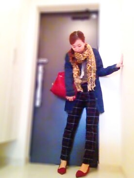 「no brand（ノーブランド）のアイテム（ストール/ショール）」を使った、ryocoさん（レディース・163cm）の冬コーディネート