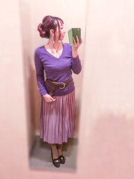 「アイテム（アクセサリー、レッド系）」を使った、ryocoさん（レディース・163cm）の冬コーディネート