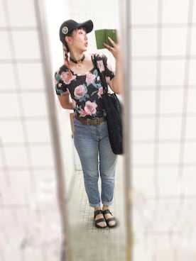 「no brand（ノーブランド）のアイテム（トートバッグ）」を使った、ryocoさん（レディース・163cm）の春コーディネート