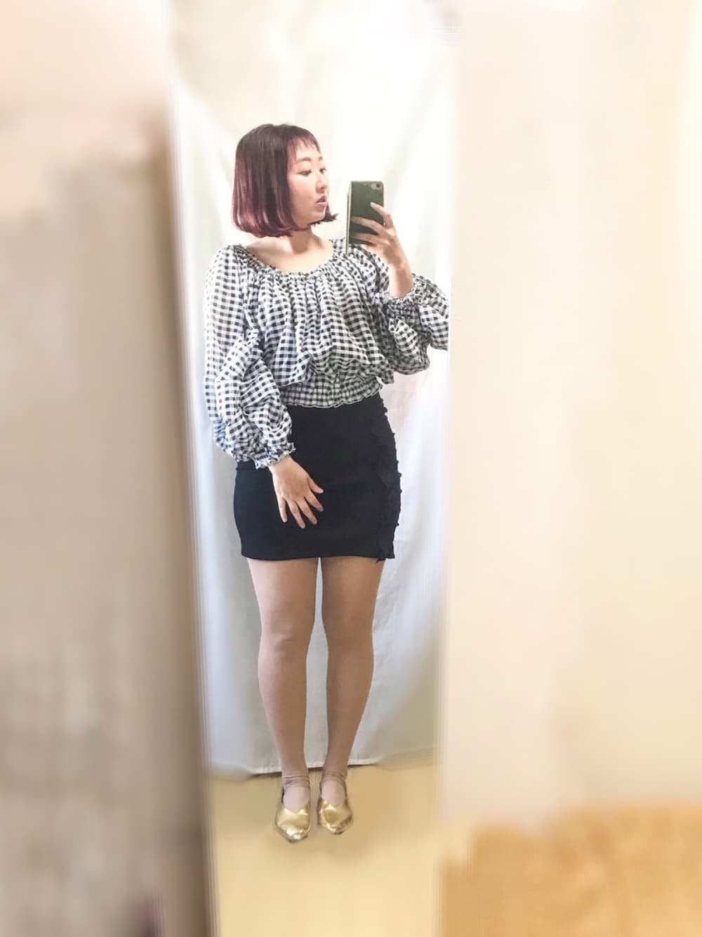 Heather（ヘザー）の「ギンガムバルーンブラウス 784968（シャツ