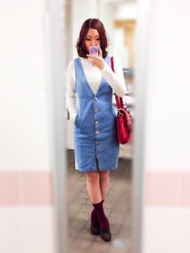 「dazzlin（ダズリン）のアイテム（ジャンパースカート）」を使った、kotiさん（レディース・163cm）の秋コーディネート