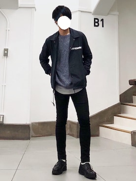 「ATTACHMENT（アタッチメント）のアイテム（ナイロンジャケット）」を使った、ヒロユキさん（メンズ・172cm）の春コーディネート