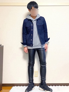 「ATTACHMENT（アタッチメント）のアイテム（デニムジャケット）」を使った、ヒロユキさん（メンズ・172cm）の春コーディネート