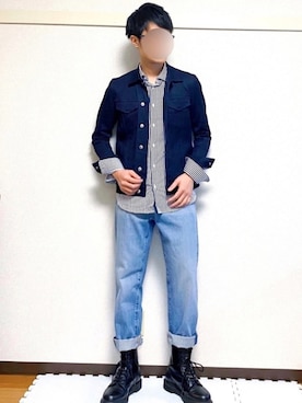 「ATTACHMENT（アタッチメント）のアイテム（デニムジャケット）」を使った、ヒロユキさん（メンズ・172cm）の春コーディネート
