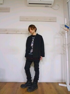 「Lui's（ルイス）のアイテム（ノーカラージャケット）」を使った、marcoさん（メンズ・161cm）の春コーディネート