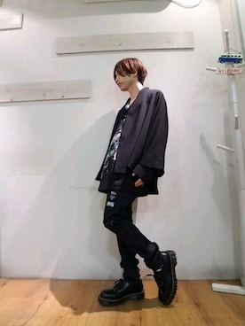 「Lui's（ルイス）のアイテム（ノーカラージャケット）」を使った、marcoさん（メンズ・161cm）の春コーディネート