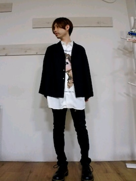 「Lui's（ルイス）のアイテム（ノーカラージャケット）」を使った、marcoさん（メンズ・161cm）の春コーディネート