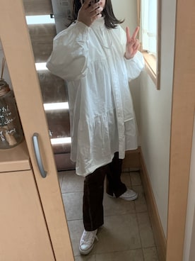 「Kastane（カスタネ）のレーヨンスラックスパンツ３（スラックス）」を使った、kahoさん（レディース・161cm）の冬コーディネート