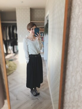 「タイツ×靴下」｜「アイテム（スカート）」を使った、晴れのちさん（レディース・163cm）の秋コーディネート