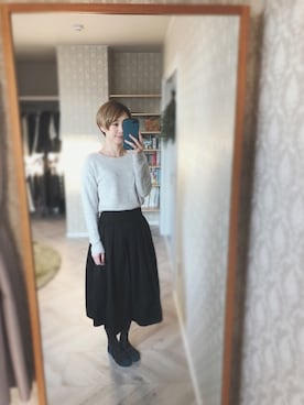 「pas de calais（パドカレ）のアイテム（スウェット）」を使った、晴れのちさん（レディース・163cm）の冬コーディネート