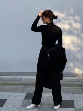 「ADAM ET ROPE'（アダムエロペ）のアイテム（ノーカラージャケット）」を使った、eryerykyさん（レディース・169cm）の冬コーディネート