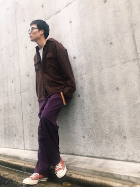 「OLIVER PEOPLES」｜「アイテム（スラックス）」を使った、yuto kimataさん（メンズ・182cm）の秋コーディネート