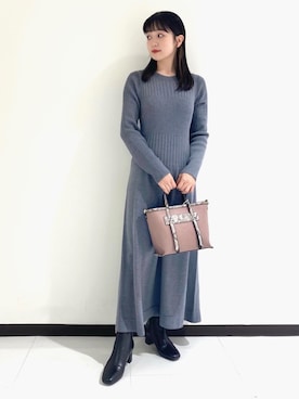 「abahouse」｜「アイテム（ワンピース/ドレス）」を使った、奈津実さん（レディース・155cm）の秋コーディネート