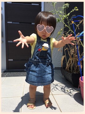 「OLD NAVY（オールドネイビー）のアイテム（サロペット/オーバーオール）」を使った、なーちゃんさん（キッズ・80cm）の夏コーディネート