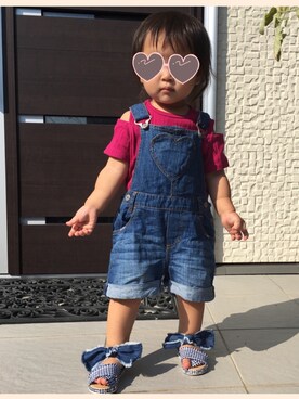 「OLD NAVY（オールドネイビー）のアイテム（オールインワン・サロペット）」を使った、なーちゃんさん（キッズ・80cm）の夏コーディネート
