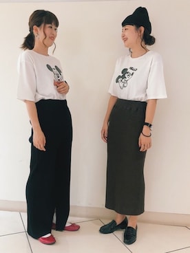 「ミッキー」｜「アイテム（ローファー）」を使った、taknk.さん（レディース・157cm）の夏コーディネート