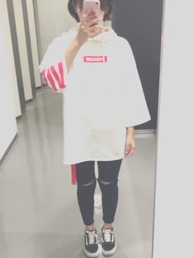 「VISION（ヴィジョン）のアイテム（スウェット）」を使った、碧さん（レディース・163cm）の夏コーディネート