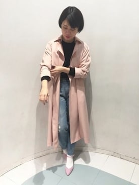 「アパートバイローリーズ」｜「アイテム（トレンチコート）」を使った、いっちーさん（レディース・158cm）の冬コーディネート