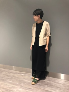「アパートバイローリーズ」｜「アイテム（ノーカラージャケット）」を使った、いっちーさん（レディース・160cm）の春コーディネート