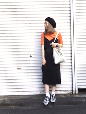 「MILKFED.（ミルクフェド）のアイテム（トートバッグ）」を使った、MILKFED.STAFFさん（レディース・154cm）の春コーディネート