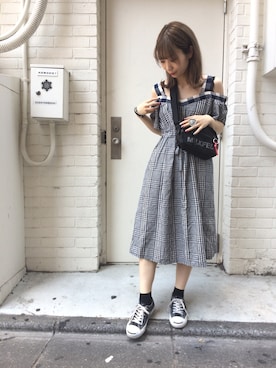 「ジャックパーセル」｜「アイテム（ワンピース/ドレス）」を使った、MILKFED.STAFFさん（レディース・154cm）の夏コーディネート