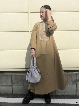 「アースカラー」｜「アイテム（ワンピース/ドレス）」を使った、MILKFED.STAFFさん（レディース・154cm）の春コーディネート