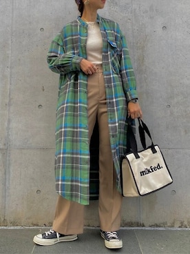 「MILKFED.」｜「アイテム（シャツワンピース）」を使った、MILKFED.STAFFさん（レディース・164cm）の秋コーディネート