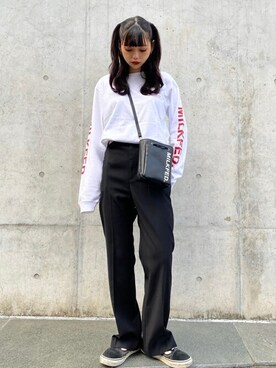 「MILKFED.（ミルクフェド）のアイテム（ショルダーバッグ）」を使った、MILKFED.STAFFさん（レディース・157cm）の秋コーディネート