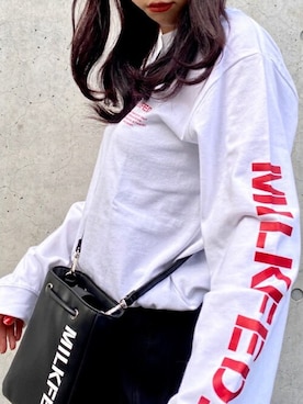 「MILKFED.（ミルクフェド）のアイテム（ショルダーバッグ）」を使った、MILKFED.STAFFさん（レディース・157cm）の秋コーディネート