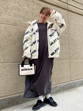 「MILKFED.」｜「アイテム（ブルゾン）」を使った、MILKFED.STAFFさん（レディース・157cm）の秋コーディネート
