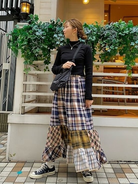 「MILKFED.（ミルクフェド）のアイテム（ショルダーバッグ）」を使った、MILKFED.STAFFさん（レディース・164cm）の秋コーディネート