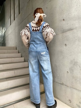 「MILKFED.（ミルクフェド）のアイテム（サロペット/オーバーオール）」を使った、MILKFED.STAFFさん（レディース・164cm）の冬コーディネート
