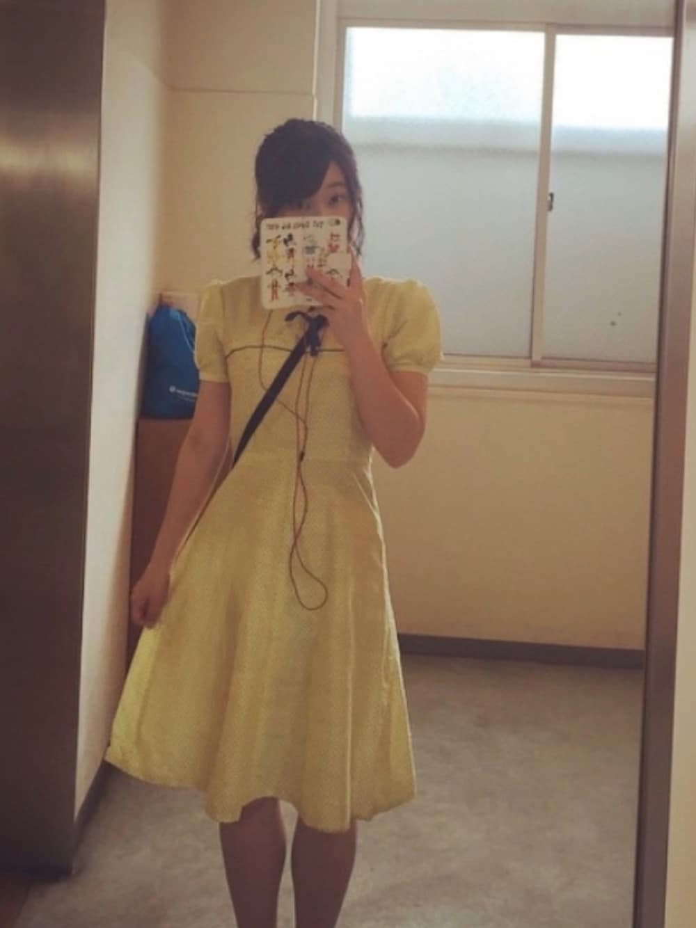 「レトロワンピース、古着、イニシエーションラブ」｜「古着！のアイテム（ワンピース、イエロー系）」を使った、R！さん（レディース・157cm）の秋コーディネートの1枚目の写真