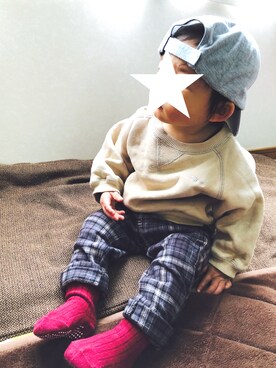 「no brand（ノーブランド）のアイテム（スウェット）」を使った、be＊さん（キッズ・80cm）の春コーディネート