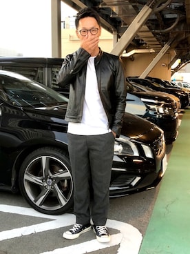 「JOURNAL STANDARD relume（ジャーナルスタンダード　レリューム）のアイテム（ライダースジャケット）」を使った、katsuさん（メンズ・170cm）の秋コーディネート