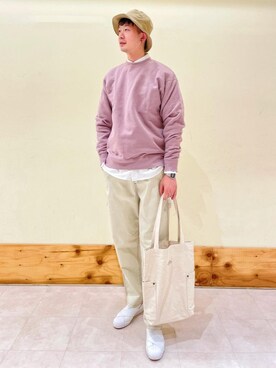 「USAコットン」｜「アイテム（スウェット）」を使った、coenきむさん（メンズ・177cm）の冬コーディネート