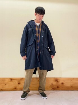 「coen（コーエン）のアイテム（モッズコート）」を使った、coenきむさん（メンズ・177cm）の秋コーディネート