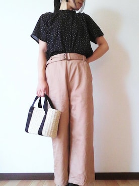 「SEVENDAYS=SUNDAY（セブンデイズサンデイ）のアイテム（チノパンツ）」を使った、milkさん（レディース・155cm）の夏コーディネート