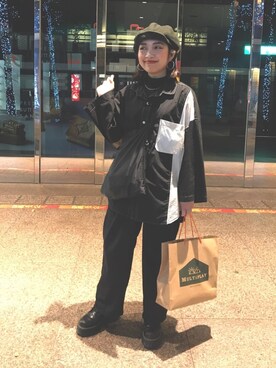 「アイテム（キャスケット、グリーン系）」を使った、wslさん（レディース・154cm）の冬コーディネート