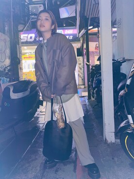 「SENSE OF PLACE by URBAN RESEARCH（センスオブプレイスバイアーバンリサーチ）のアイテム（ノーカラーコート）」を使った、wslさん（レディース・154cm）の冬コーディネート