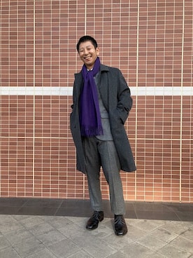 「ダークグレー」｜「アイテム（ジャケット/アウター）」を使った、柴田さん（メンズ・163cm）の冬コーディネート