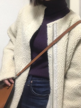 「TIENS ecoute（ティアンエクート）のアイテム（ムートンコート）」を使った、yuiさん（レディース・160cm）の冬コーディネート