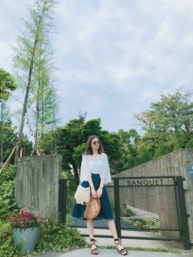 「MIHARA（-）のアイテム」を使った、Reyann芮安さん（レディース・166cm）の夏コーディネート