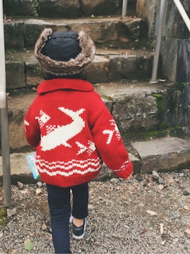 「カウチンセーター」｜「アイテム（その他アウター）」を使った、marimoccorinさん（キッズ・100cm）の冬コーディネート