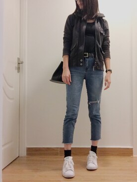 「ESPRIT（エスプリ）のアイテム（スタジャン）」を使った、colovehhさん（レディース・170cm）の冬コーディネート
