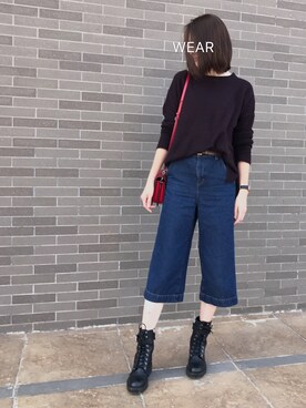 「Guess（ゲス）のアイテム（ブーツ）」を使った、colovehhさん（レディース・170cm）の冬コーディネート
