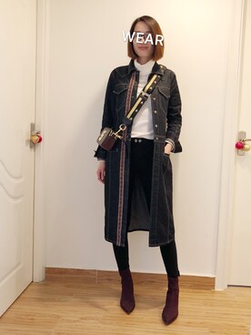 「アイテム（ブーティ、レッド系）」を使った、colovehhさん（レディース・170cm）の冬コーディネート