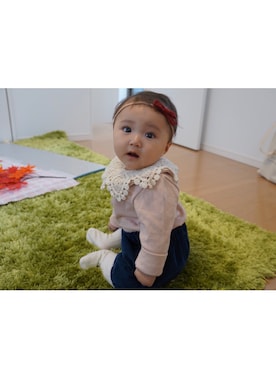 「BASE（ベース）のアイテム（パンツ）」を使った、emma.iさん（キッズ・70cm）の秋コーディネート