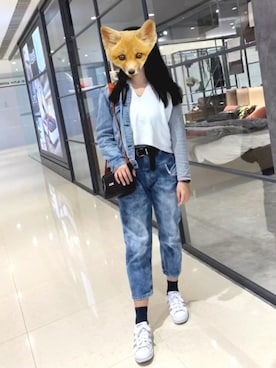 「adidas（アディダス）のadidas アディダス SUPERSTAR W スーパースター DB3347  ABC-MART限定 WHT/VISION（スニーカー）」を使った、Regina 💜さん（レディース・164cm）の冬コーディネート