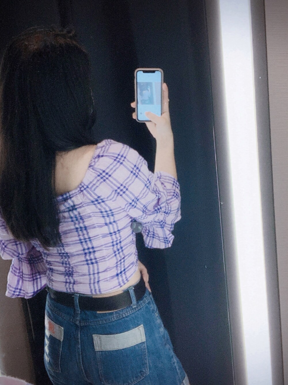 「164cm、ootd、街頭穿搭」｜「ZARAのアイテム（チューブトップ、パープル系）」を使った、Regina 💜さん（レディース・164cm）の春コーディネートの1枚目の写真